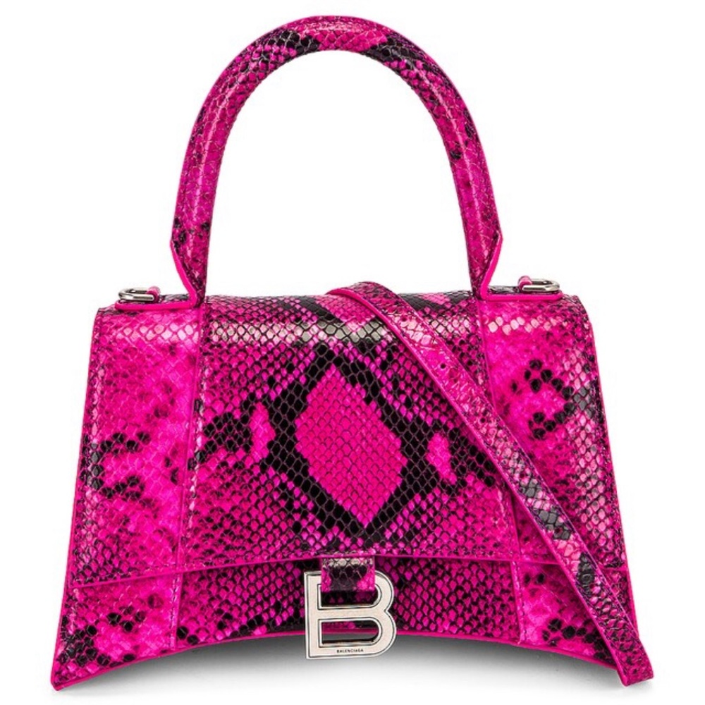 Balenciaga Small Hourglass Top Handle Bag in Fuschia & Black